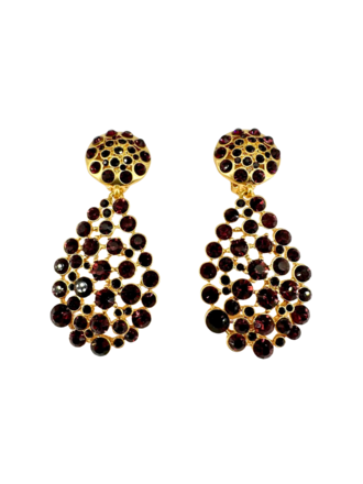 Vintage Oscar de la Renta earrings  - Burgundy red crystal drop clip earrings Vintage Oscar de la Renta earrings  - Burgundy red crystal drop clip earrings