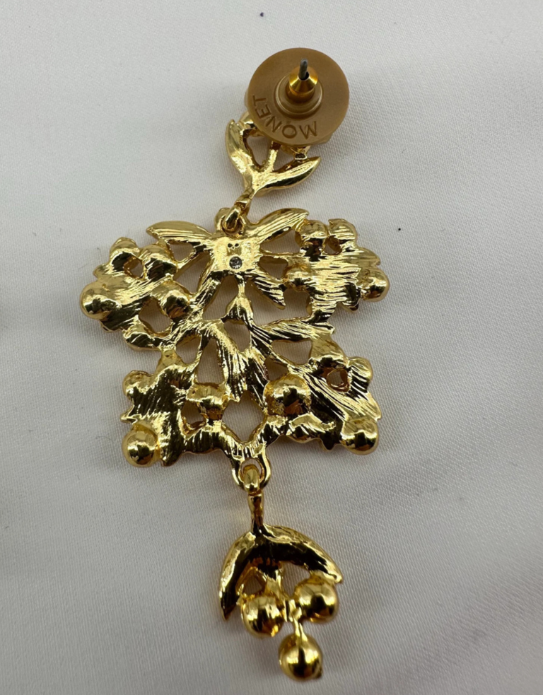 Vintage Monet earrings  - gold plated branch with little pearls
