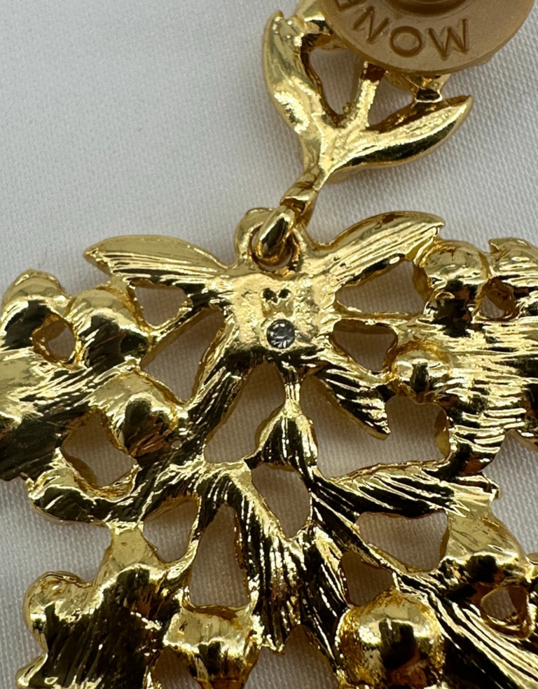 Vintage Monet earrings  - gold plated branch with little pearls