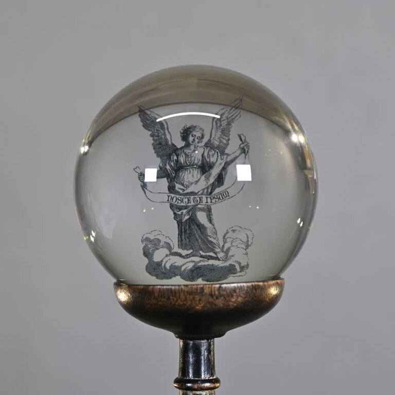 Ateliers Davoy Set of 3 Esoteric Glass Spheres on Wooden Stands