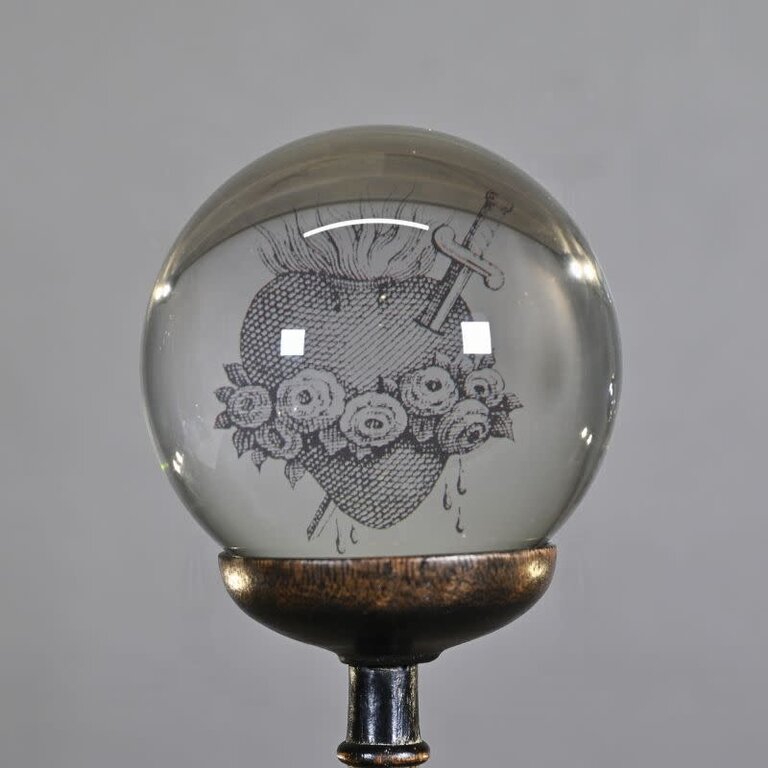 Ateliers Davoy Set of 3 Esoteric Glass Spheres on Wooden Stands