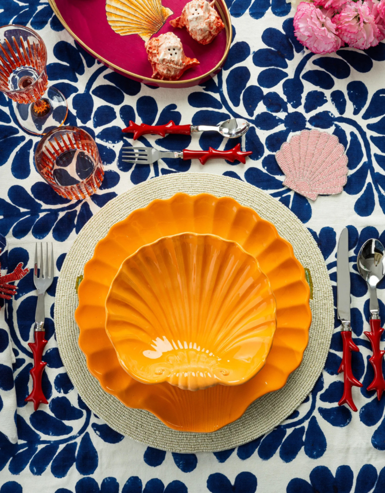 Les Ottomans Shell ceramic dinner plate - Orange