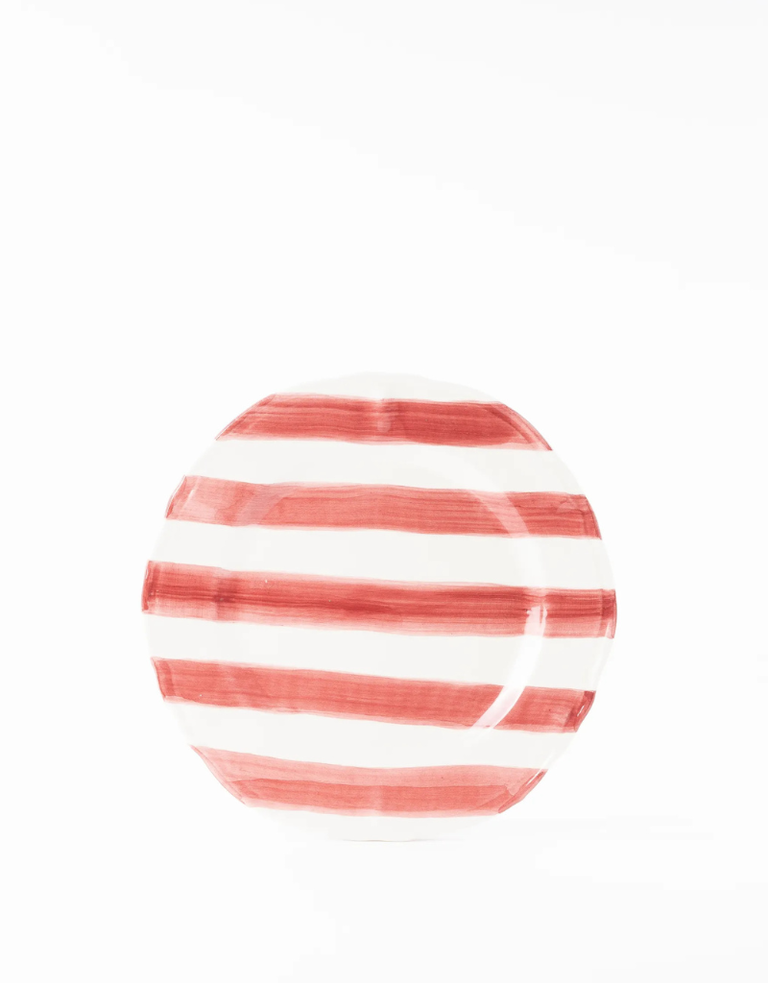 Les Ottomans Stripes dinner plate - Red