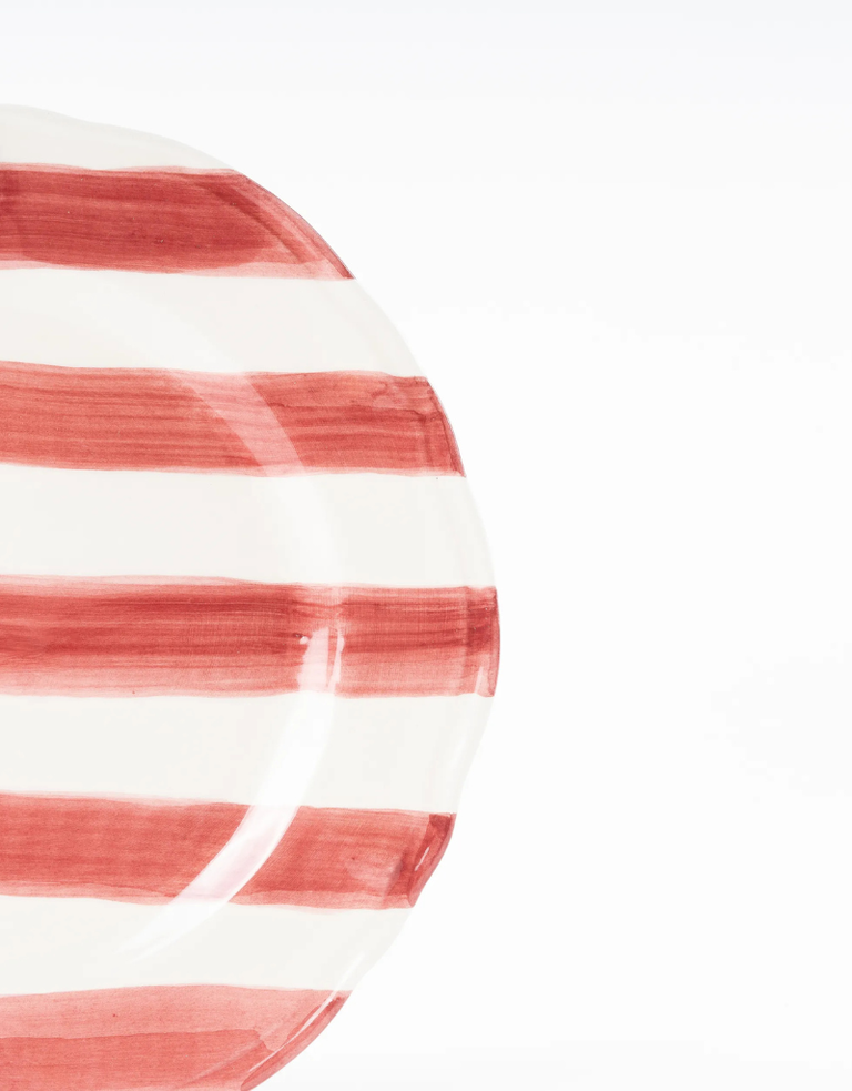 Les Ottomans Stripes dinner plate - Red