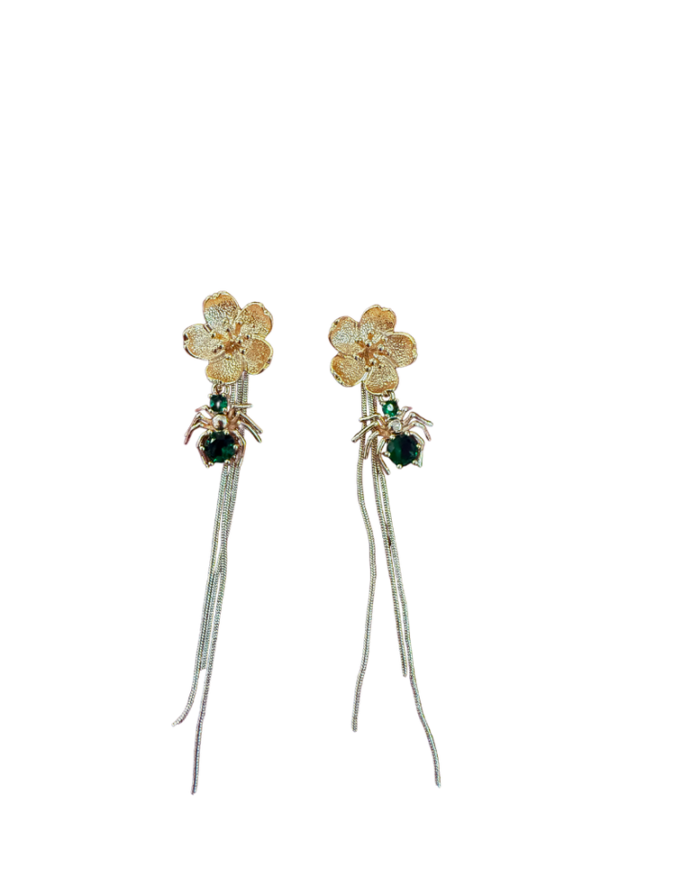 Belsy & Fay Pair of earrings - three-way gold flower and spider