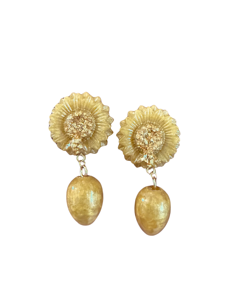 Belsy & Fay Set Oorbellen - Grote Gele Bloemen van Resin