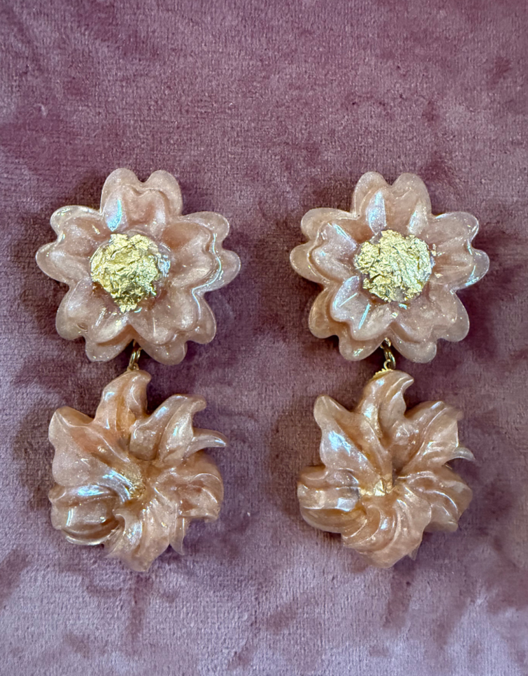 Belsy & Fay Pair of earrings - Pink resin large flowers