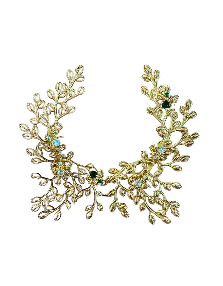 Belsy & Fay Pair of broches - golden leafs with spiders