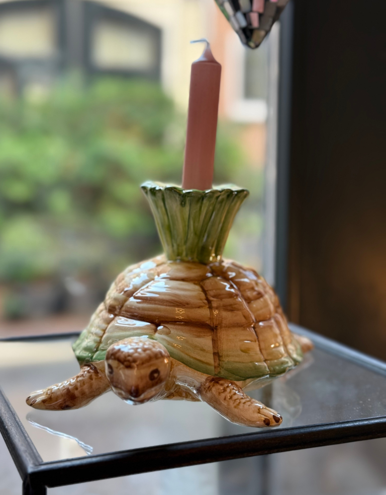 Les Ottomans Ceramic Turtle candle holder