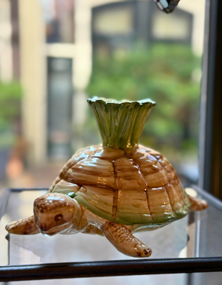 Les Ottomans Ceramic Turtle candle holder