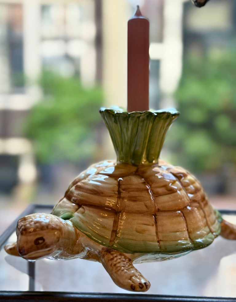Les Ottomans Ceramic Turtle candle holder