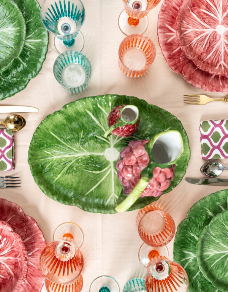 Les Ottomans Radicchio ceramic platter - green