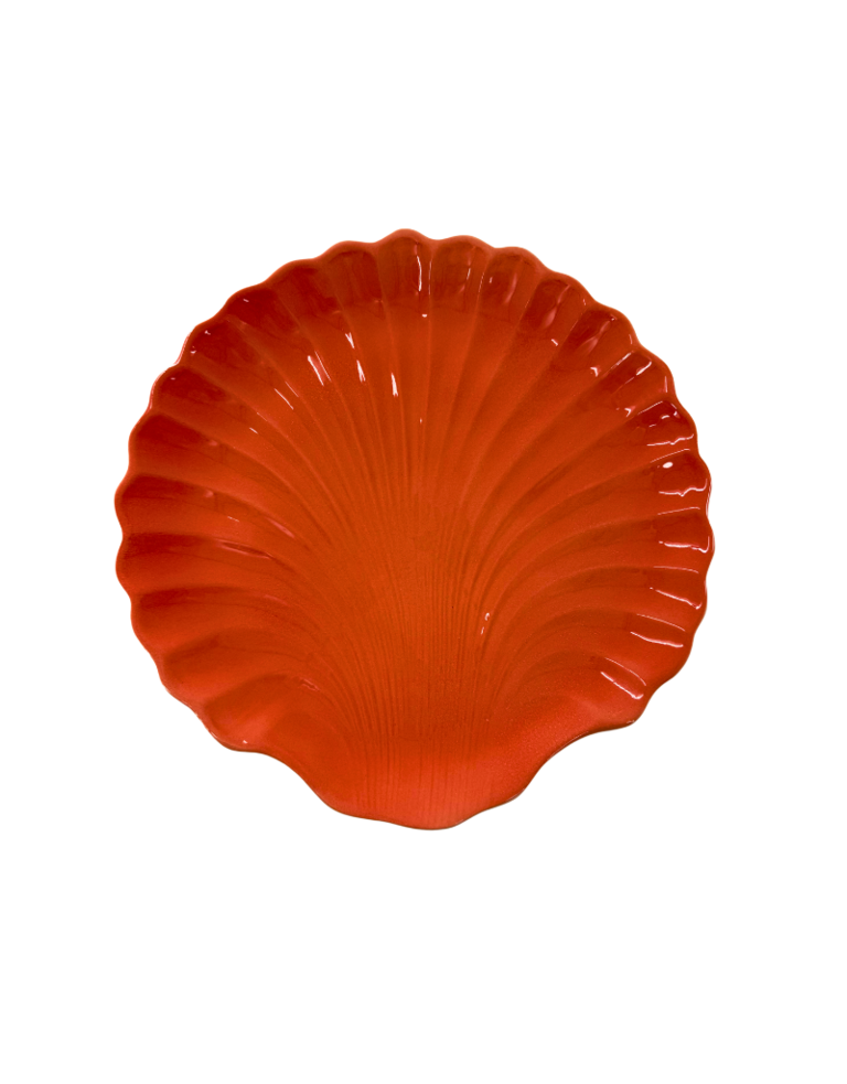 Les Ottomans Shell ceramic dinner plate - Coral red