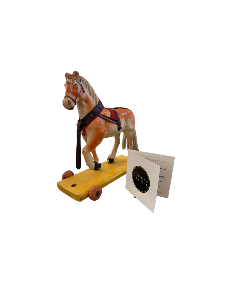 Vintage Vintage Speelgoedpaard op Wieltjes