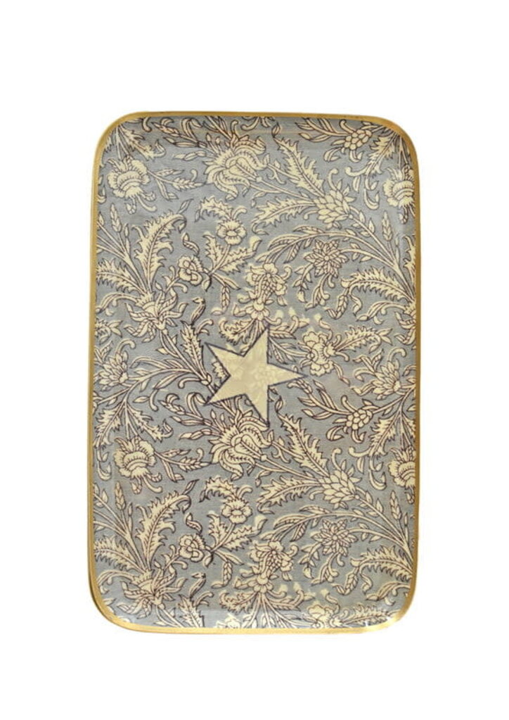 Boncoeurs Large tray - sea green flowers