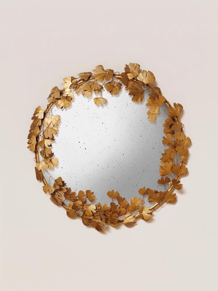 Convex Mirror – Ginkgo Leaves – Ø 58 cm