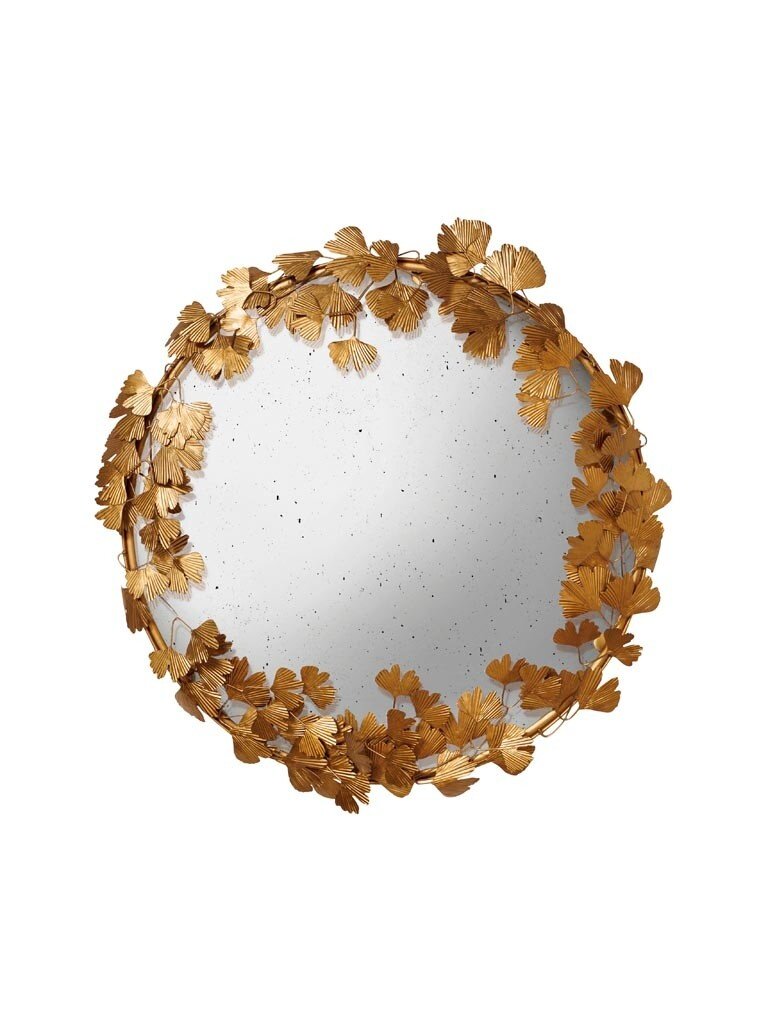 Convex Mirror – Ginkgo Leaves – Ø 58 cm