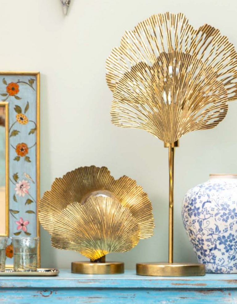 Gouden Ginkgo Tafellamp – 31,5 cm