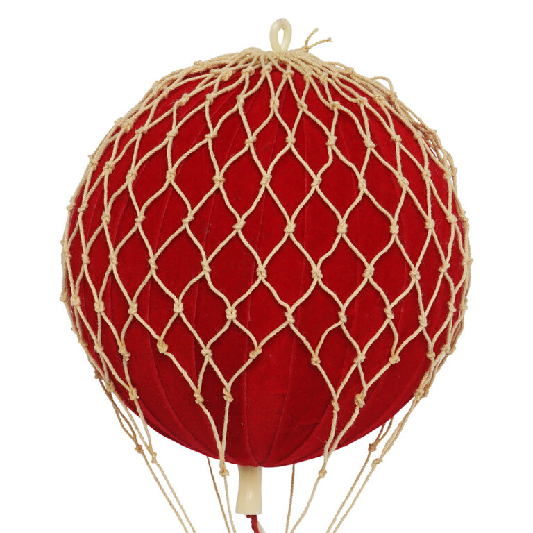 Floating the Skies - Fluwelen Luchtballon – Rood – Ø 8,5 cm
