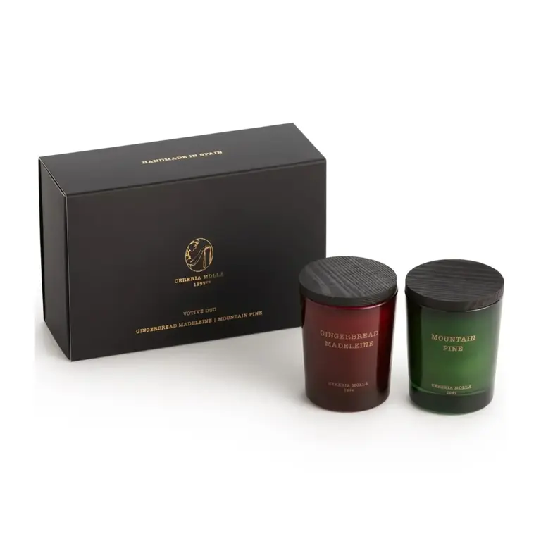 Cerería Mollá 1899 Xmas candle set -  Gingerbread Madeleine and Mountain Pine - 2 x 70 gr
