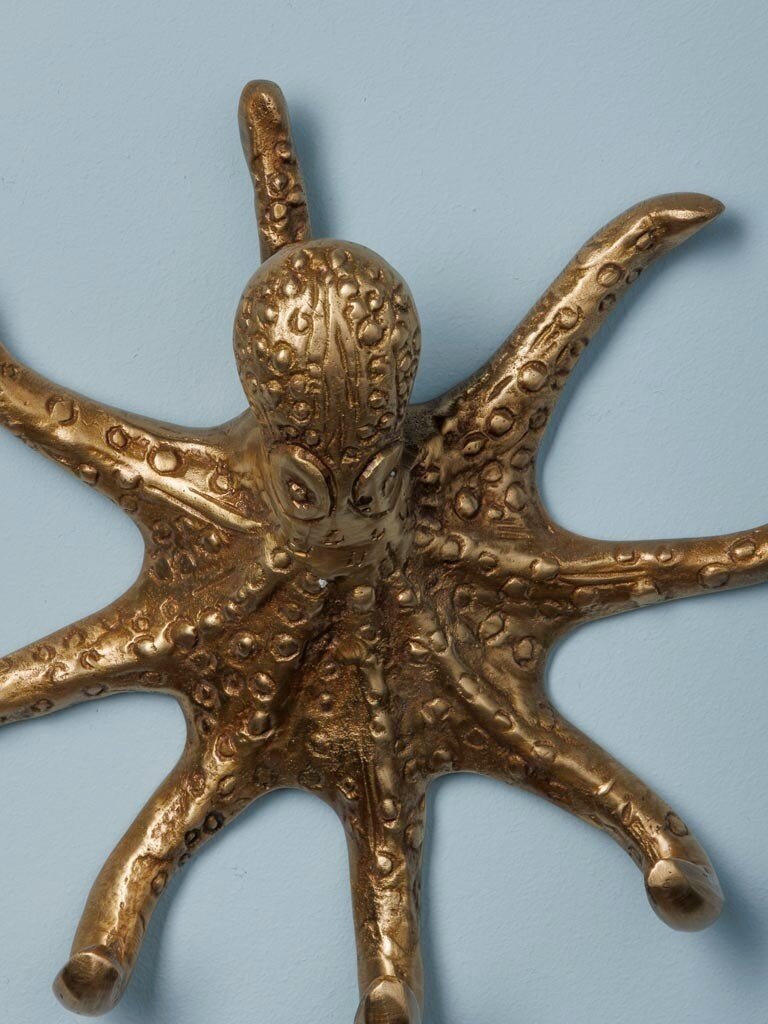 Octopus Wall Hook – Brass – 4.5 × 18 × 17 cm
