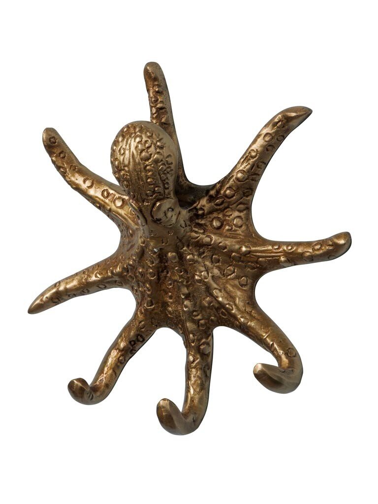 Octopus Wall Hook – Brass – 4.5 × 18 × 17 cm