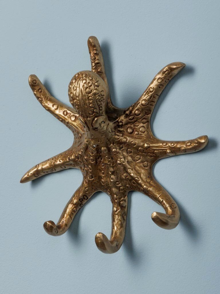 Octopus Wall Hook – Brass – 4.5 × 18 × 17 cm