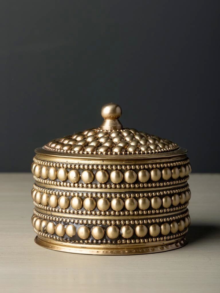 Set of Two Dotted Brass Boxes