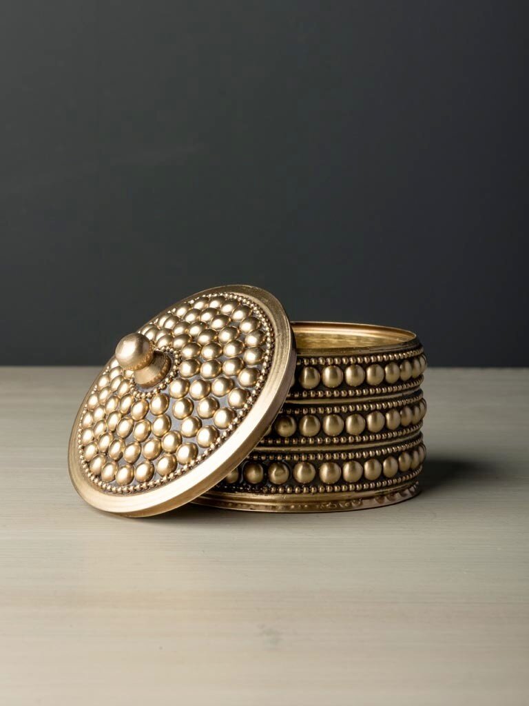 Set of Two Dotted Brass Boxes