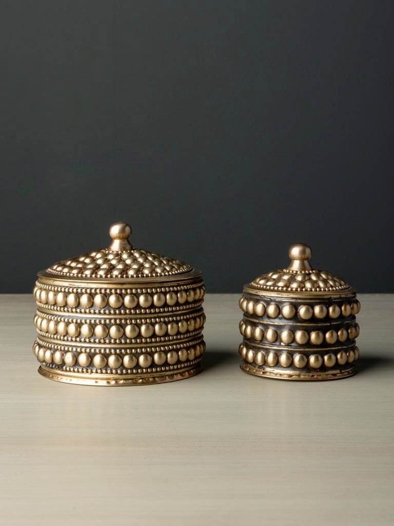 Set of Two Dotted Brass Boxes