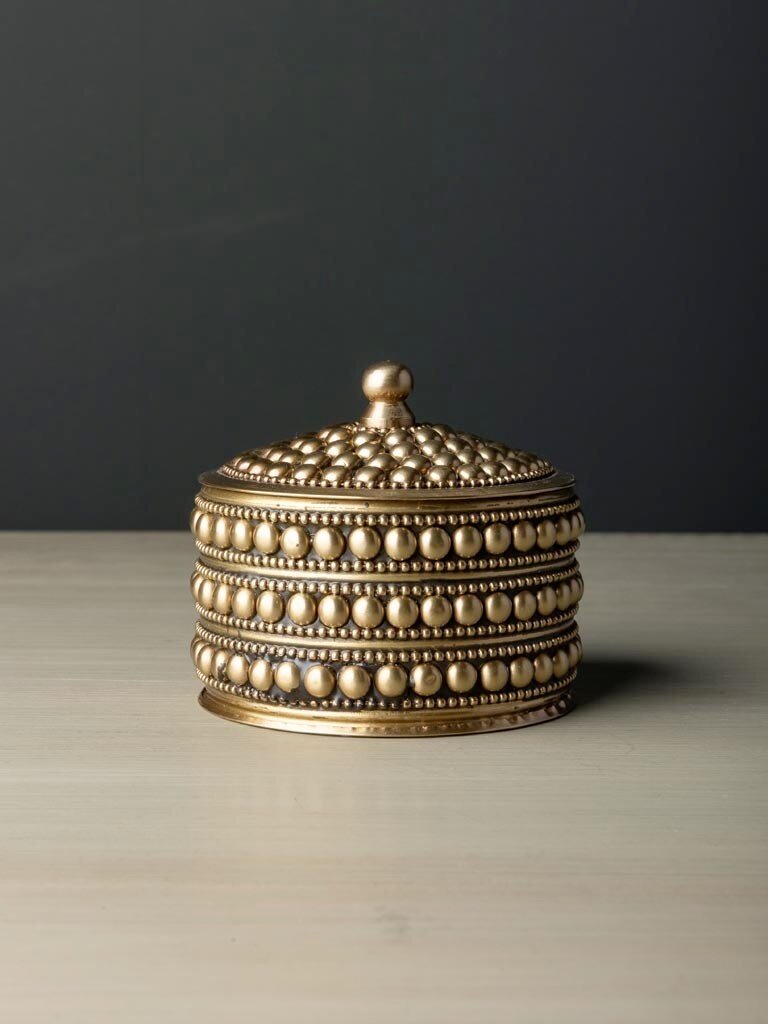 Set of Two Dotted Brass Boxes