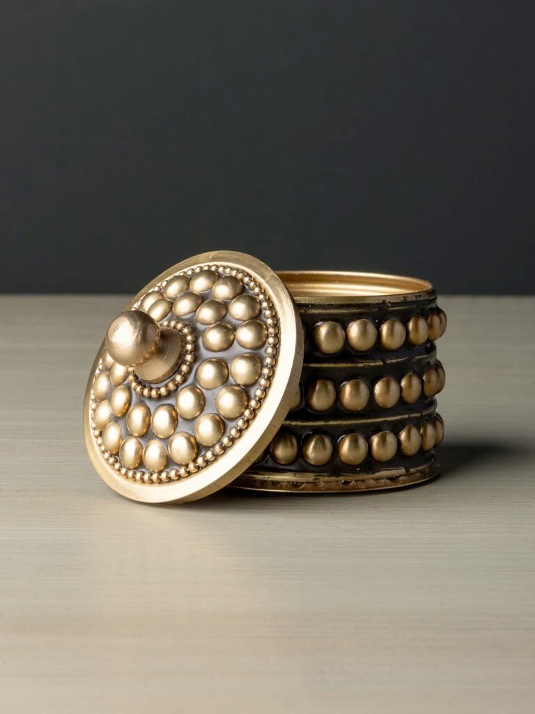 Set of Two Dotted Brass Boxes