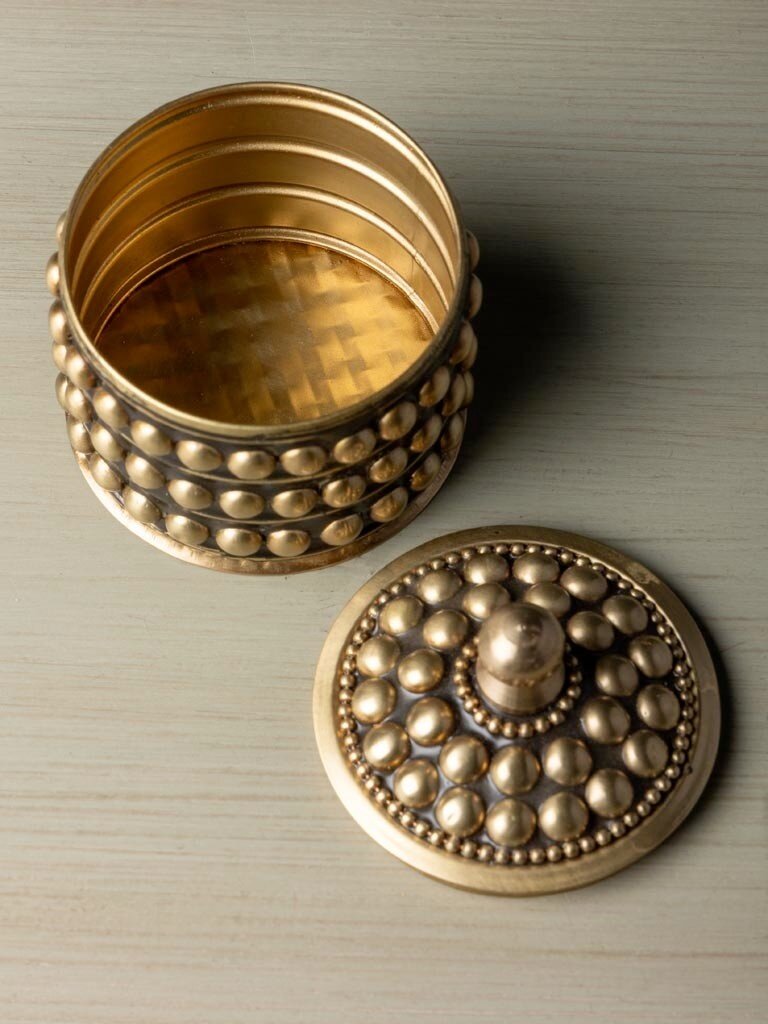 Set of Two Dotted Brass Boxes