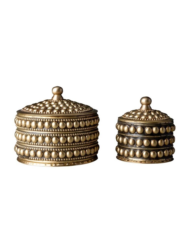 Set of Two Dotted Brass Boxes