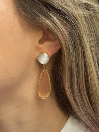 m'Anais Lola earrings - Peach teardrop gold