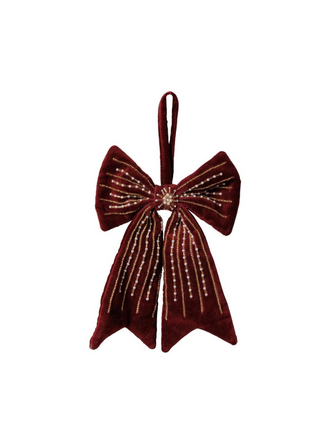 Burgundy Velvet Bow Ornament