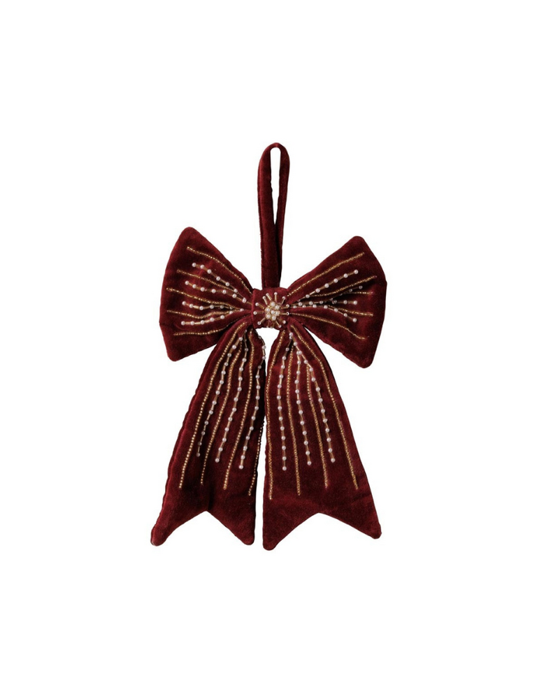 Bordeaux Fluwelen Strik Ornament – Curiosa Cabinet – 13 × 8 cm