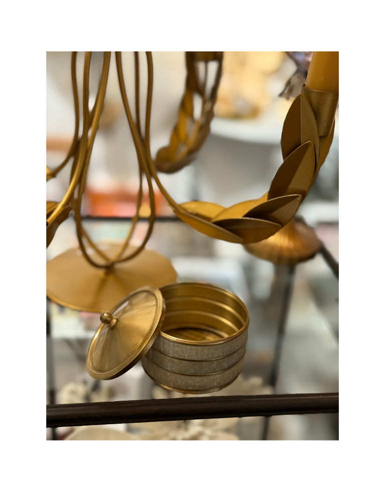 Brass Box with White Inlay – 7 cm