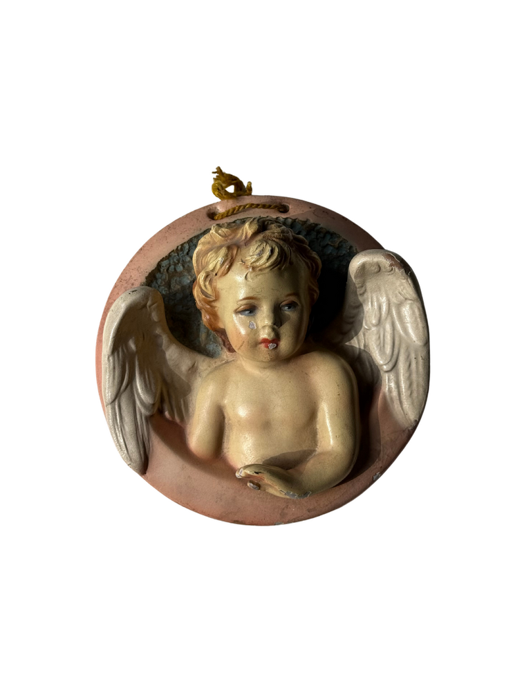Vintage Italian Cherub Wall Plaque – 10 cm | Curiosa Cabinet