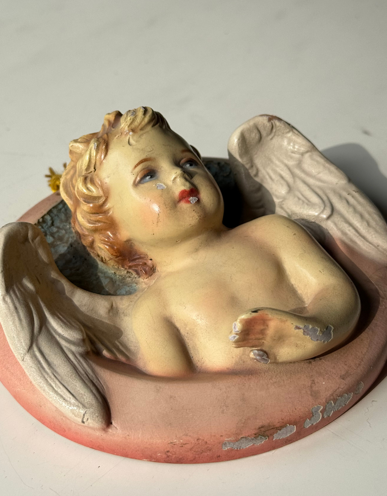 Vintage Italian Cherub Wall Plaque – 10 cm | Curiosa Cabinet