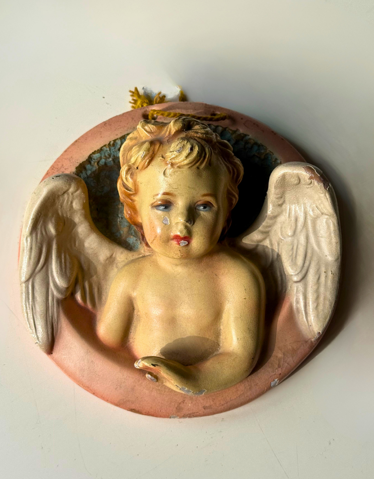 Vintage Italian Cherub Wall Plaque – 10 cm | Curiosa Cabinet