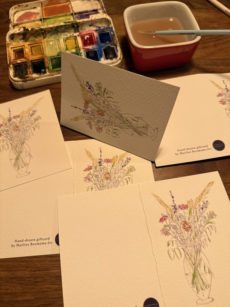 Marlies Boomsma Hand getekend cadeau kaartje - boeket