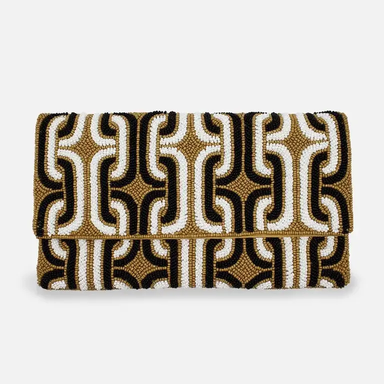 Mocha Beaded Clutch