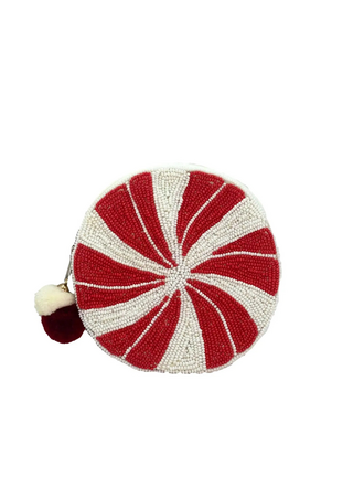 Peppermint Beaded Pouch – Red & White Holiday Edition