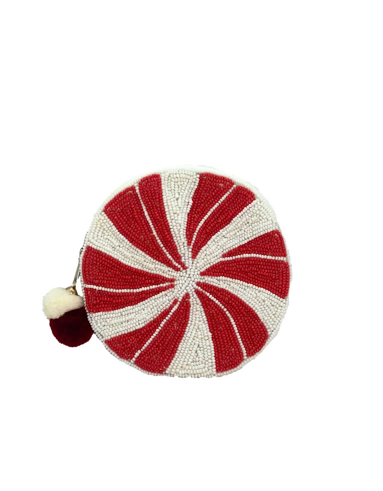 Peppermint Geborduurde Pouch – Rood & Wit Holiday Edition