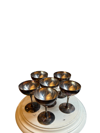 Set of 6 Vintage Silver-Plated Mini Coupes