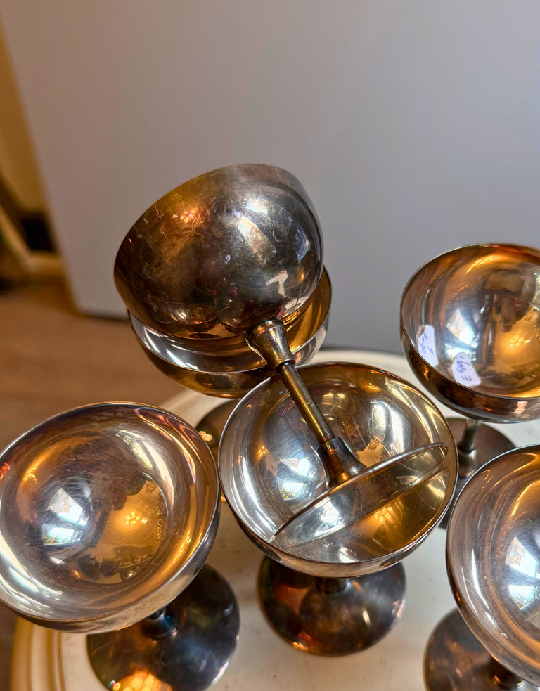 Set van 6 Vintage Zilveren Mini Coupes – Spanje