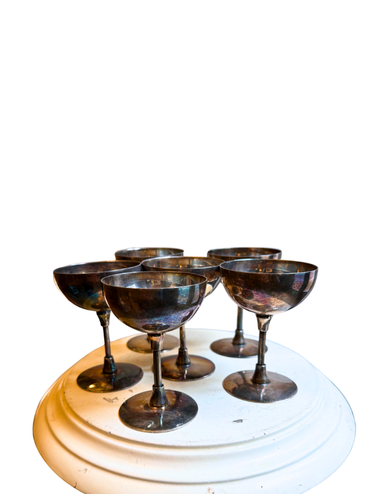 Set van 6 Vintage Zilveren Mini Coupes – Spanje