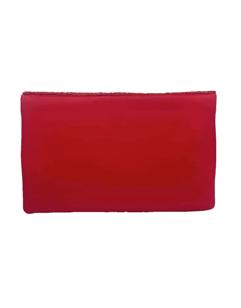 Romantic Hearts Red Beaded Clutch