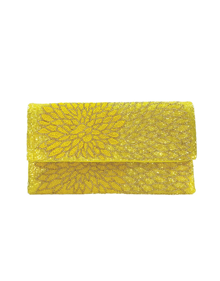 Gele Bloemen Kralenclutch